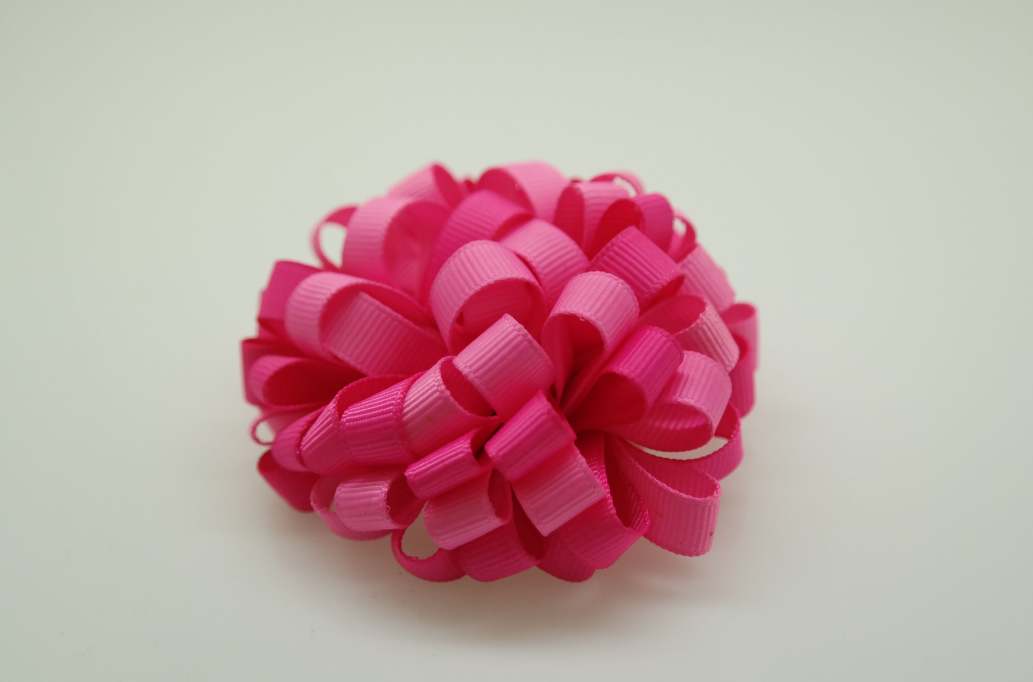 Loopy loopy puff hair Bow with colors  Hot pink, Shocking Pink